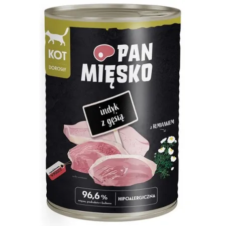 Pan Mięsko Karma mokra dla kota - indyk i gęś puszka 400g