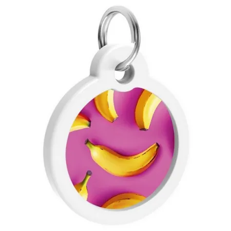 Collar WauDog Smart ID Zawieszka z QR-paszportem okrągła 3cm banany na różu-2041309