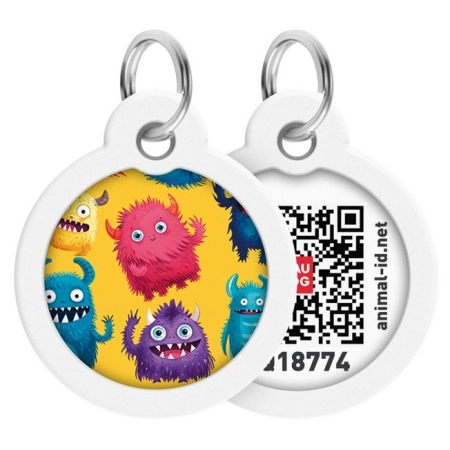 Collar WauDog Smart ID Zawieszka z QR-paszportem okrągła 3cm futrzane potwory