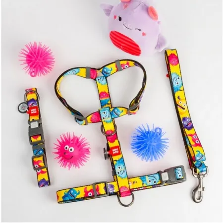 Collar WauDog Nylon Obroża nylonowa z QR-paszportem, plastikowy fastex, wzór FUTRZANE POTWORY, M 20mm/28-40cm-2041377