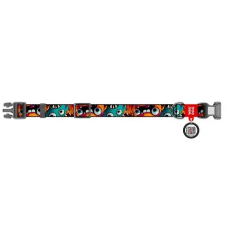Collar WauDog Nylon Obroża nylonowa z QR-paszportem, plastikowy fastex, wzór ZĘBATE POTWORY, S 15mm/25-35cm-2041411