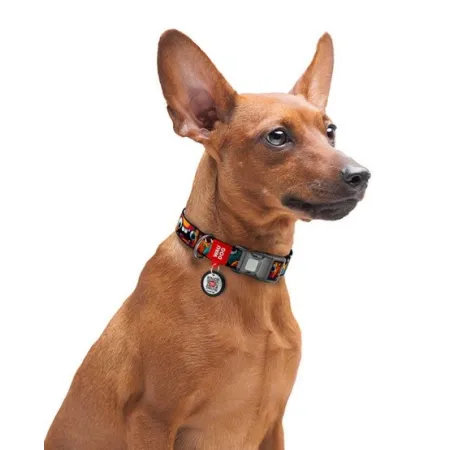 Collar WauDog Nylon Obroża nylonowa z QR-paszportem, plastikowy fastex, wzór ZĘBATE POTWORY, S 15mm/25-35cm-2041413