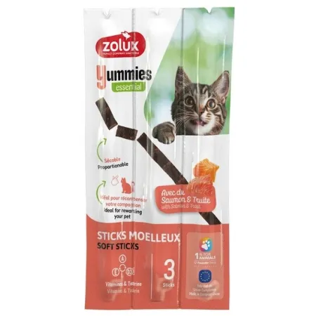 Zolux Yummies Miękki przysmak dla kota - Pałeczki Łosoś & Pstrąg 3x5g