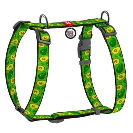 Collar WauDog Nylon Szelki nylonowe anatomiczne w kształcie litery H, z QR-paszportem, plastikowy fastex, wzór AWOKADO, rozmiar M 20mm