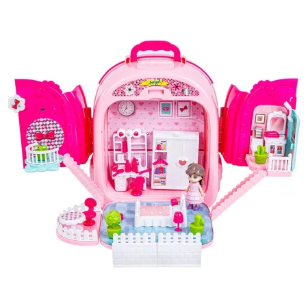 Domek Dla Lalek Toaletka W Walizce Plecak Zestaw 3w1 + Akcesoria-2047560