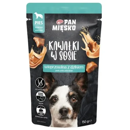 Pan Mięsko Karma mokra dla psa - wieprzowina z dzikiem kawałki w sosie saszetka 150g