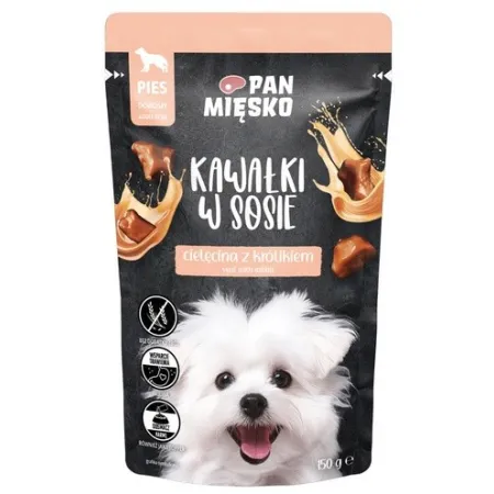 Pan Mięsko Karma mokra dla psa - cielęcina z królikiem kawałki w sosie saszetka 150g
