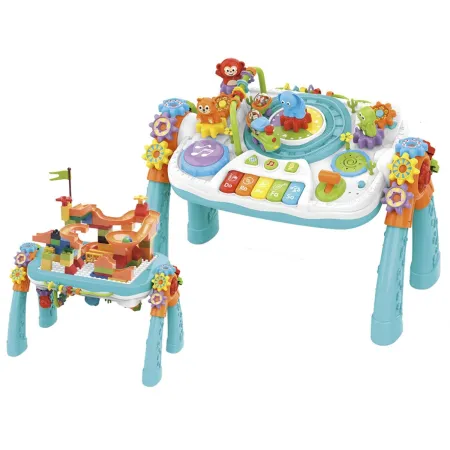 Multifunkcyjny Edukacyjny Stolik 2w1 Pianinko Ciuchcia Mikrofon Klocki Bluetooth Akumulator-2048349