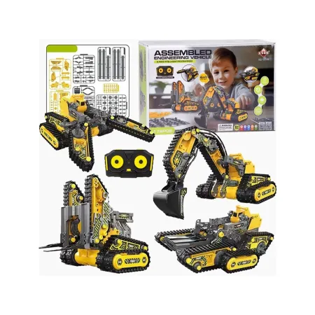 Klocki 176 El. Zestaw do składania MASZYNY BUDOWALNE 4w1 RC Koparka Czołg Wózek Widłowy Zdalnie Sterowane