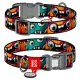 Collar WauDog Nylon Obroża nylonowa z QR-paszportem, plastikowy fastex, wzór ZĘBATE POTWORY, S 15mm/25-35cm