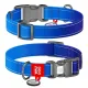 Collar WauDog Nylon Mono Obroża nylonowa odblaskowa z QR-paszportem, plastikowy fastex, L 25mm/33-49cm niebieska