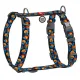 Collar WauDog Nylon Szelki nylonowe anatomiczne w kształcie litery H, z QR-paszportem, plastikowy fastex, wzór POMARAŃCZE, rozmiar S 15mm