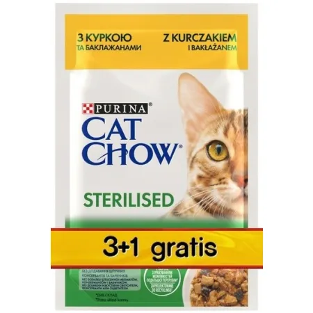 Purina Cat Chow Sterilised Kurczak saszetki 3+1 GRATIS 4x85g