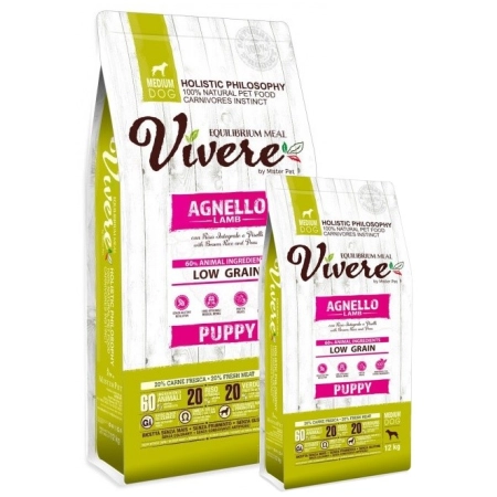 Vivere Dog Medium Puppy Lamb Monobiałkowa karma dla szczeniąt z jagnięciną 12+3kg