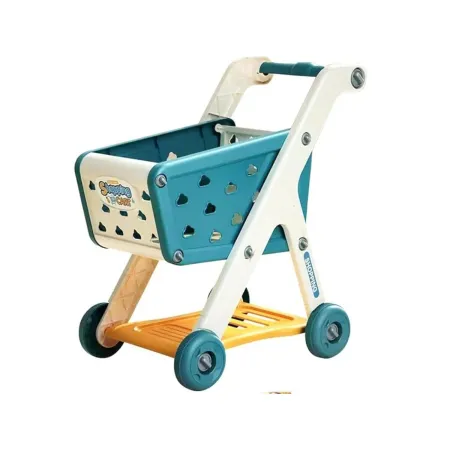 Wózek Na Zakupy NIEBIESKI Koszyk Sklepowy + Akcesoria Owoce Warzywa Supermarket