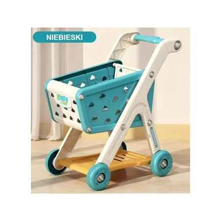 Wózek Na Zakupy NIEBIESKI Koszyk Sklepowy + Akcesoria Owoce Warzywa Supermarket-2053758