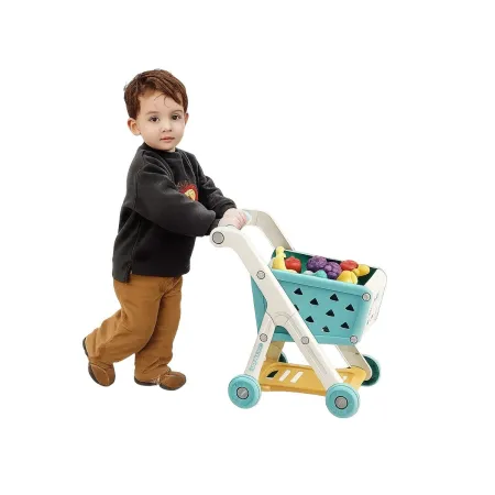 Wózek Na Zakupy NIEBIESKI Koszyk Sklepowy + Akcesoria Owoce Warzywa Supermarket-2053760