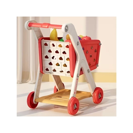 Wózek Na Zakupy CZERWONY Koszyk Sklepowy + Akcesoria Owoce Warzywa Supermarket-2053766