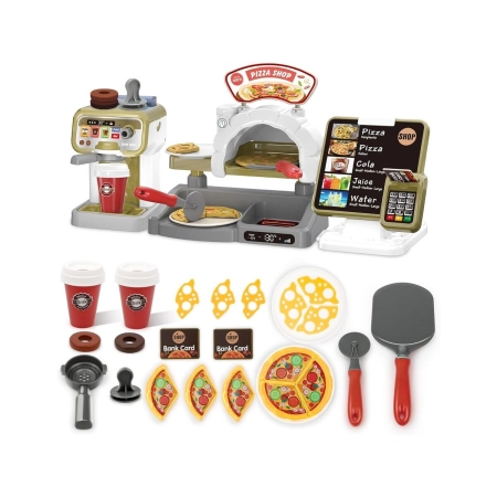 Zestaw do Pieczenia Pizzy Edukacyjna Zabawka Sklep Pizzeria Pizza Ekspres Do Kawy Kasa Fiskalna-2053768