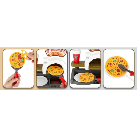 Zestaw do Pieczenia Pizzy Edukacyjna Zabawka Sklep Pizzeria Pizza Ekspres Do Kawy Kasa Fiskalna-2053770