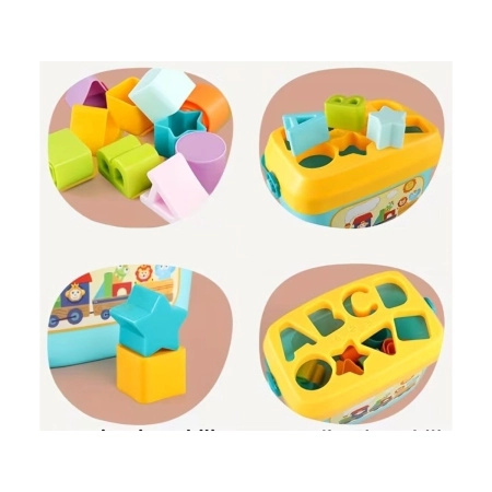 Edukacyjna Zabawka Sorter Z Klockami Układanka Wiaderko Literki Klocki-2053793