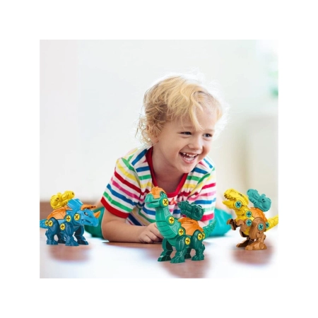 Klocki Konstrukcyjne DINOZAURY Do Skręcania I Rozkręcania Kuferek Wkrętarka Strzałki-2053799