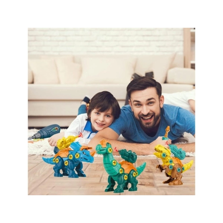 Klocki Konstrukcyjne DINOZAURY Do Skręcania I Rozkręcania Kuferek Wkrętarka Strzałki-2053800