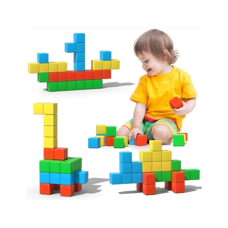 Klocki Magnetyczne 3D Konstrukcyjne KOSTKI BUDOWLANE Sześciany Zestaw Klocków 64 el.-2053807