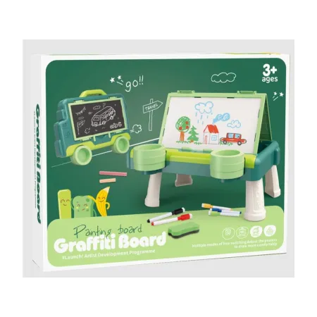 Wielofunkcyjna Dwustronna Tablica 2w1 Do Rysowania Malowania Zmazywalna Kredowa Stolik ZIELONA-2053857