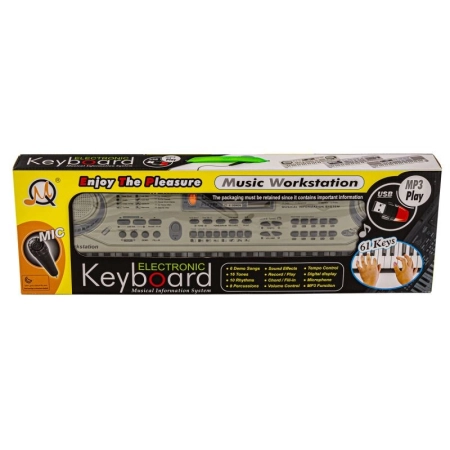 Keyboard MQ-811 Organki, 61 Klawiszy, Zasilacz, Mikrofon, USB Przecena 3-2053994