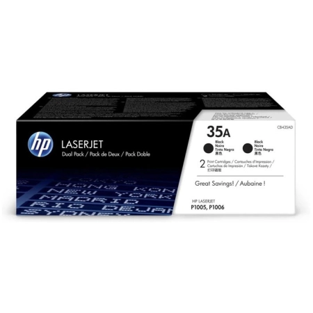 Oryginalny Toner Czarny HP LaserJet P1005, P1006 (35A CB435AD) (DWUPAK), kompatybilne z CB435A