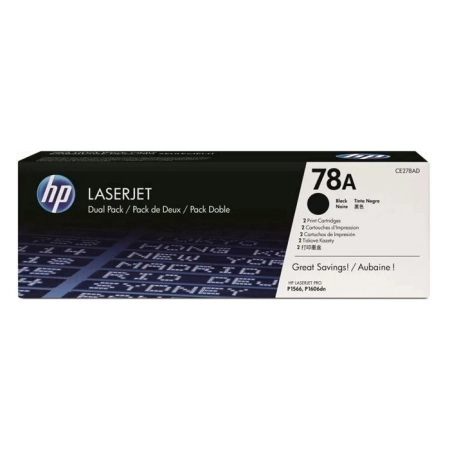 Oryginalny Toner Czarny HP LaserJet Pro M1536, P1566, P1606 (78A CE278AD) (DWUPAK)