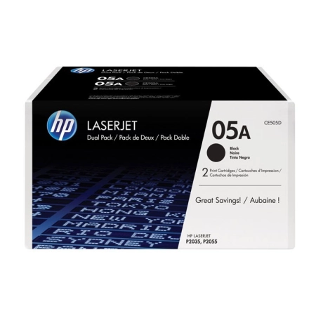 Oryginalny Toner Czarny HP LaserJet P2035, P2055 (05A CE505D) (DWUPAK)