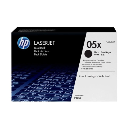 Oryginalny Toner Czarny HP LaserJet P2055 (05X CE505XD) (DWUPAK)