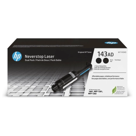 Oryginalny Toner Czarny HP Neverstop Laser 1001, 1201 MFP, 1202 MFP (143A W1143AD) (DWUPAK), kompatybilne z W1143A