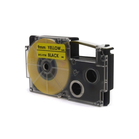Taśma JetWorld Zamiennik Casio Czarny na Żółtym 9mm x 8m (PT-9YW1, PT9YW1, XR-9YW1, XR9YW1)