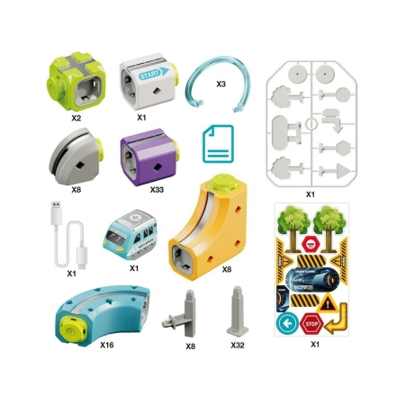 Tor Magnetyczny Zjazd samochodowy Kolejka Zjeżdżalnia Pociąg Klocki Konstrukcyjne 114 el.-2059921