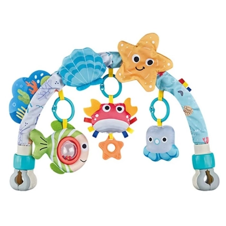 Pałąk Łuk Sensoryczny Z Zabawkami Grzechotki Do Łóżeczka Wózka Fotelika Zwierzęta Morskie