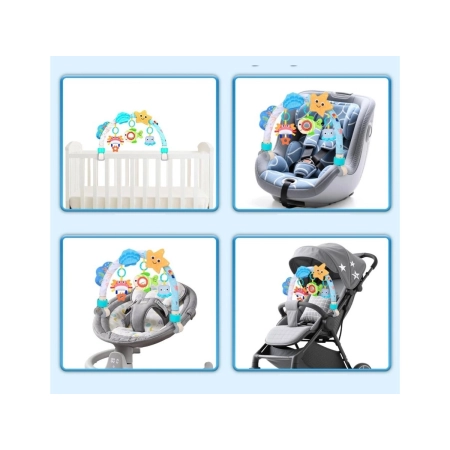 Pałąk Łuk Sensoryczny Z Zabawkami Grzechotki Do Łóżeczka Wózka Fotelika Zwierzęta Morskie-2059958