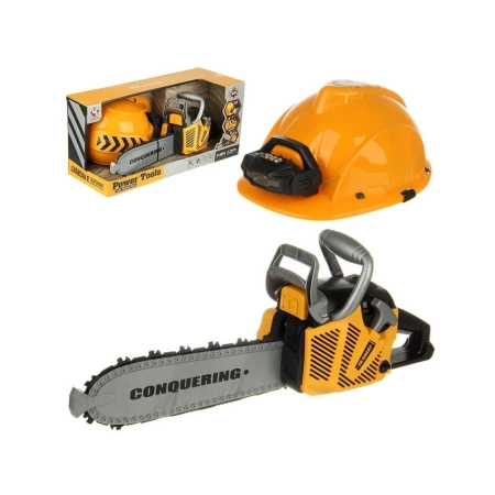 Piła Łańcuchowa Motorowa Zestaw Dla Małego Drwala Kask z oświetleniem-2059983