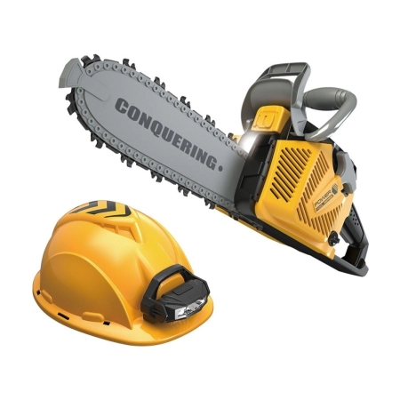 Piła Łańcuchowa Motorowa Zestaw Dla Małego Drwala Kask z oświetleniem-2059986