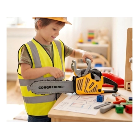 Piła Łańcuchowa Motorowa Zestaw Dla Małego Drwala Kask z oświetleniem-2059990