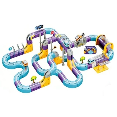 Tor Magnetyczny Zjazd samochodowy Kolejka Zjeżdżalnia Pociąg Klocki Konstrukcyjne 128 el.-2059996