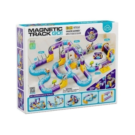 Tor Magnetyczny Zjazd samochodowy Kolejka Zjeżdżalnia Pociąg Klocki Konstrukcyjne 128 el.-2059997