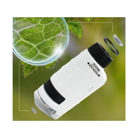 Edukacyjny Mikroskop Stacjonarny Kieszonkowy Lupa Lornetka 3w1 Zabawka Naukowa Przybliżenie Do 1200x-2060195