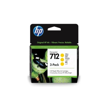 Oryginalny Tusz Yellow HP 712 Trójpak (3ED79A)