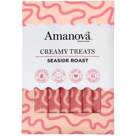 Amanova Cat Creamy Treats Seaside Roast Tuna & Chicken liver - tuńczyk i wątróbka 6x15g