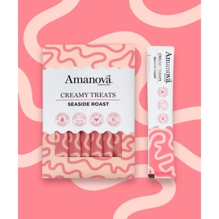 Amanova Cat Creamy Treats Seaside Roast Tuna & Chicken liver - tuńczyk i wątróbka 6x15g-2063037