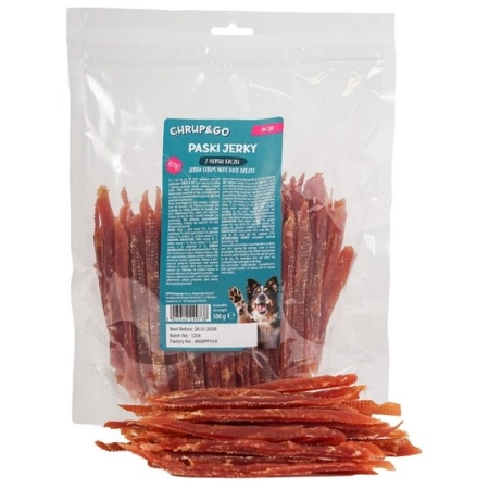 Chrup&Go Przysmak dla psa Paski Jerky z piersią kaczki 500g