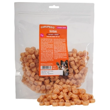 Chrup&Go Przysmak dla psa Sushi królik & dorsz 500g
